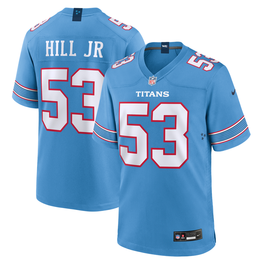 Men's Tennessee Titans Anthony Hill Jr. Nike Light Blue Team Game Jersey - Image 1