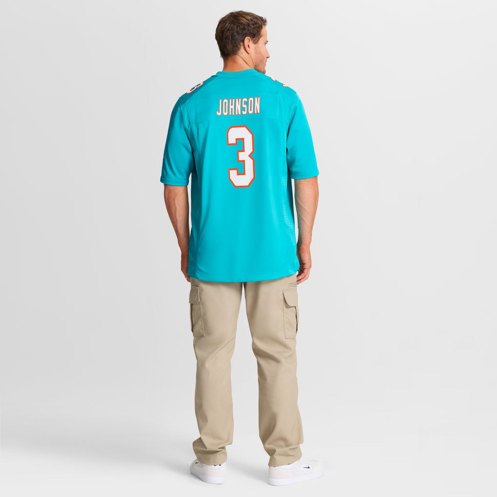 Men's Miami Dolphins Chris Johnson Nike Aqua Team Game Jersey - Image 4