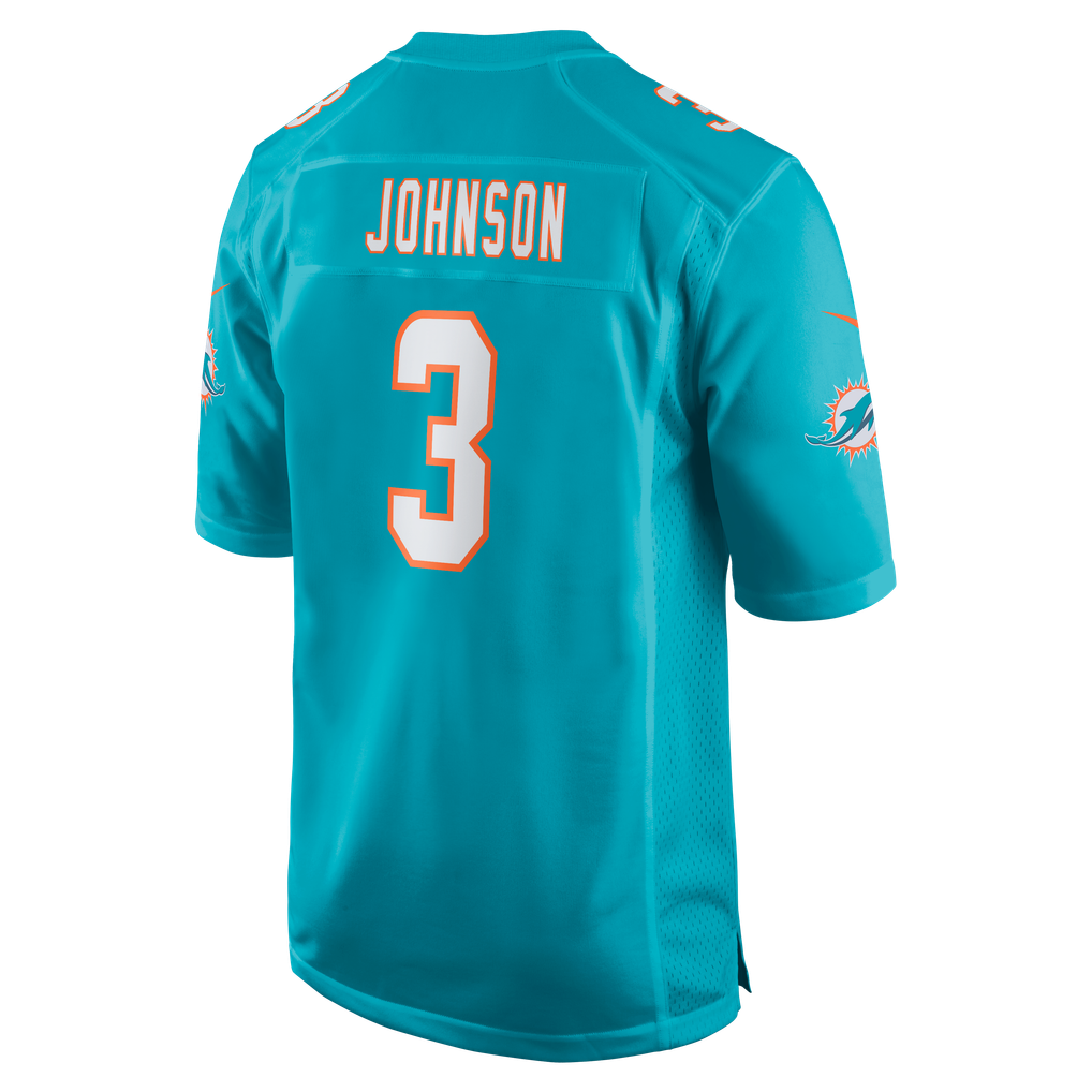 Men's Miami Dolphins Chris Johnson Nike Aqua Team Game Jersey - Image 6