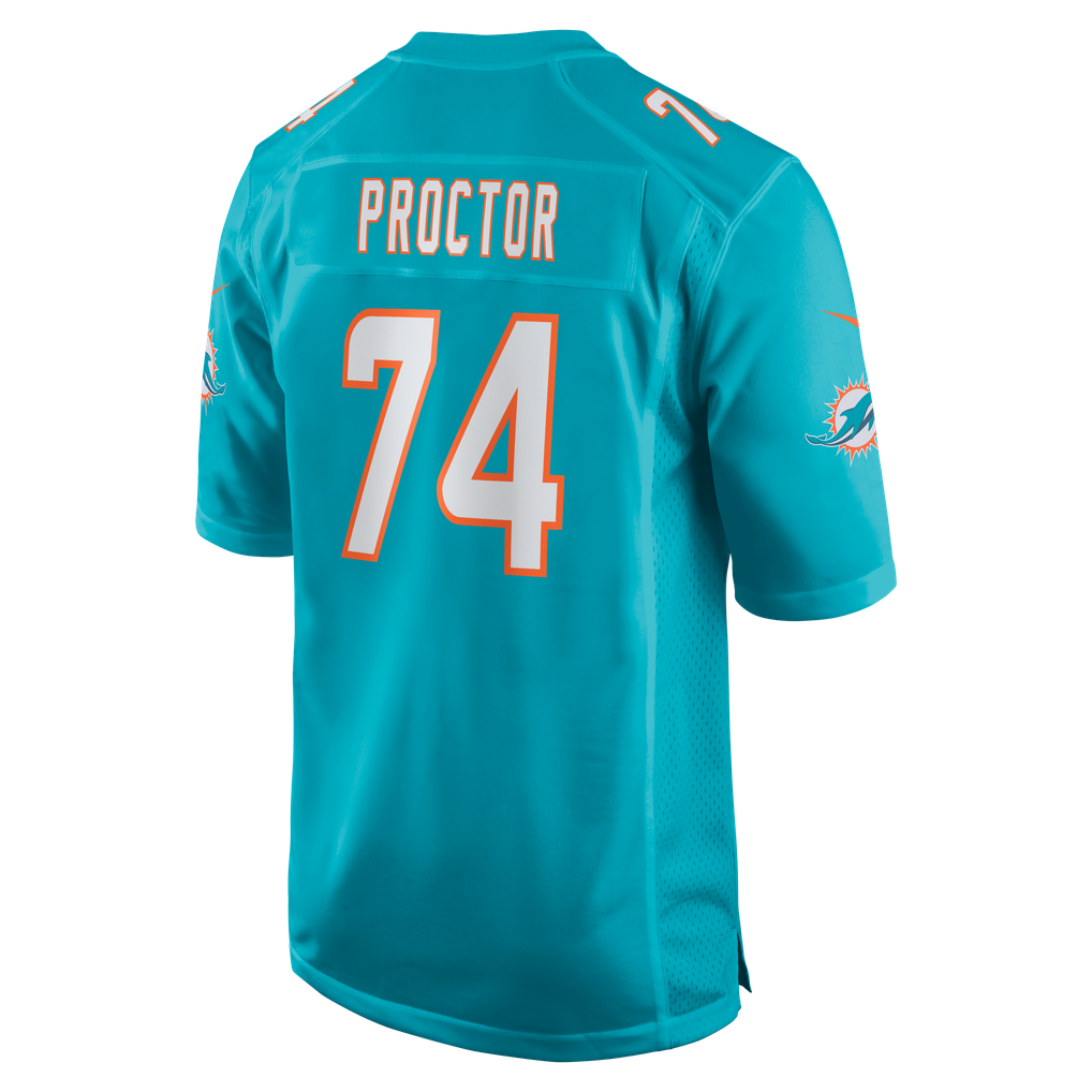 Men's Miami Dolphins Kadyn Proctor Nike Aqua Team Game Jersey - Image 4