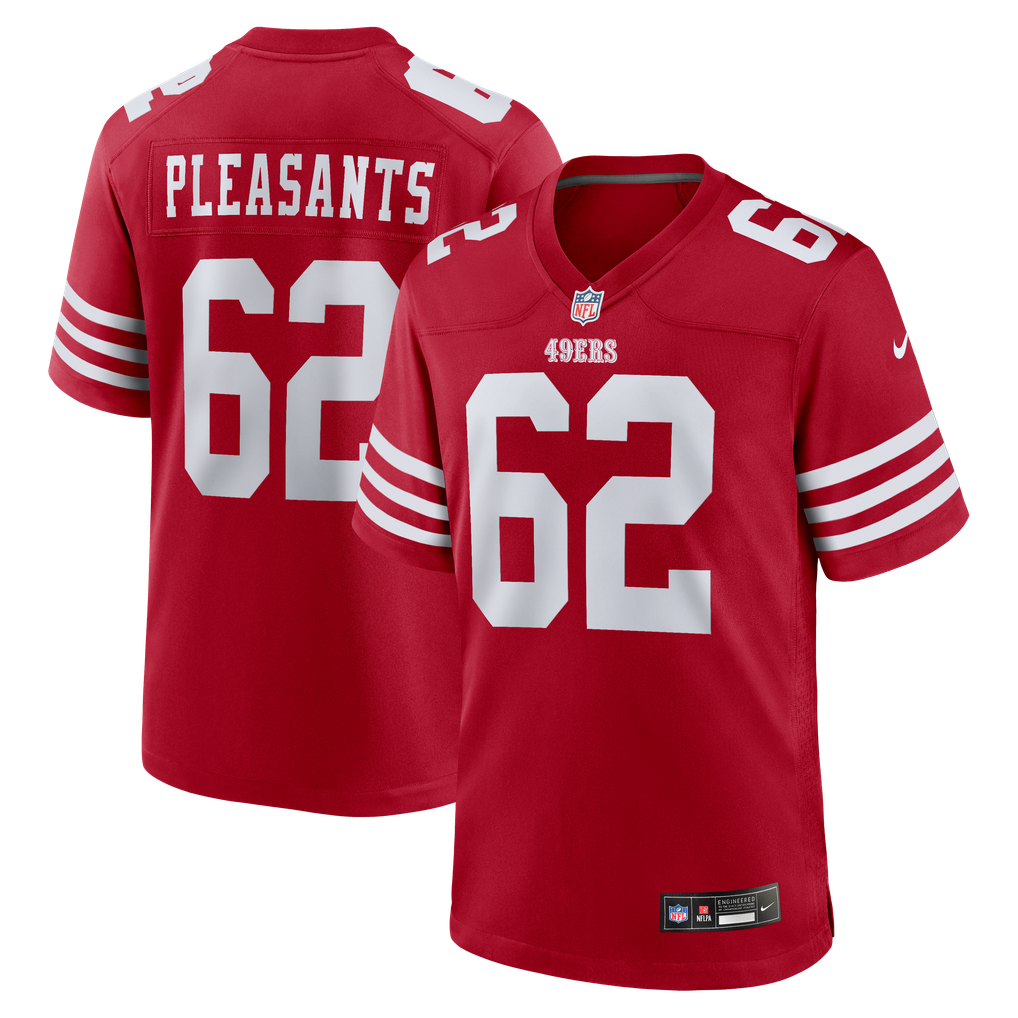 Men's San Francisco 49ers Austen Pleasants Nike  Scarlet Team Game Jersey - Image 2