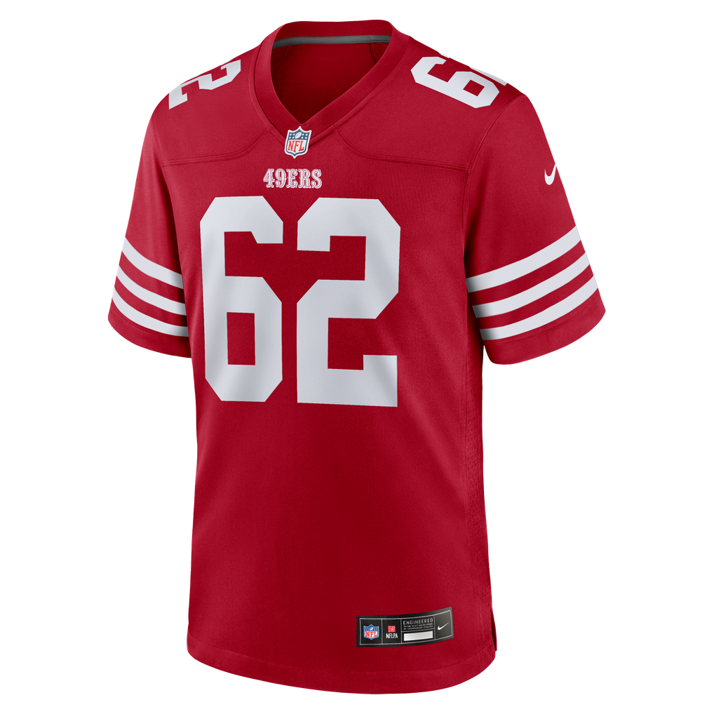 Men's San Francisco 49ers Austen Pleasants Nike  Scarlet Team Game Jersey - Image 3