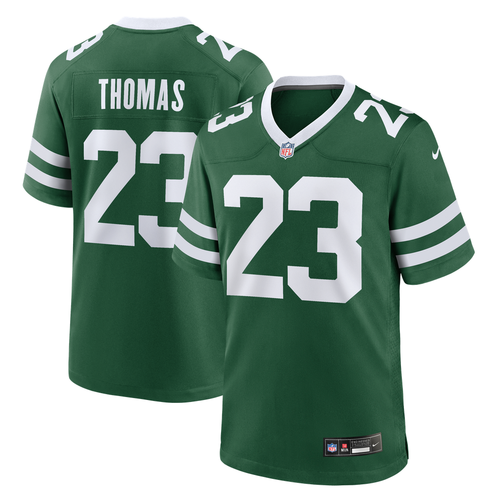 Men's New York Jets Azareye'h Thomas Nike Legacy Green Team Game Jersey - Image 2