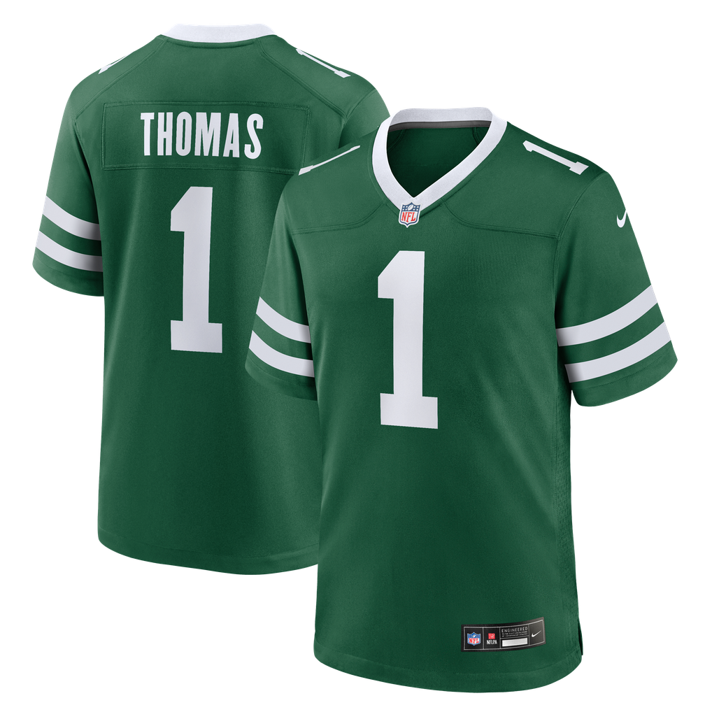 Men's New York Jets Azareye'h Thomas Nike Legacy Green Team Game Jersey - Image 2