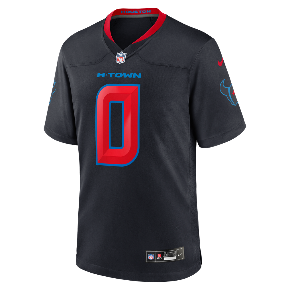 Men's Houston Texans Azeez Al-Shaair Nike Navy Alternate Game Jersey - Image 3