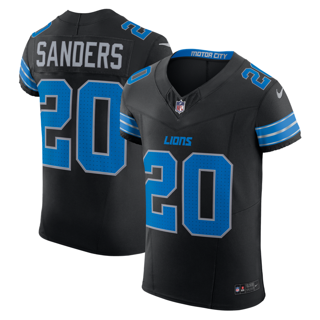 Men's Detroit Lions Barry Sanders Nike Black Alternate Vapor F.U.S.E. Elite Jersey - Image 2