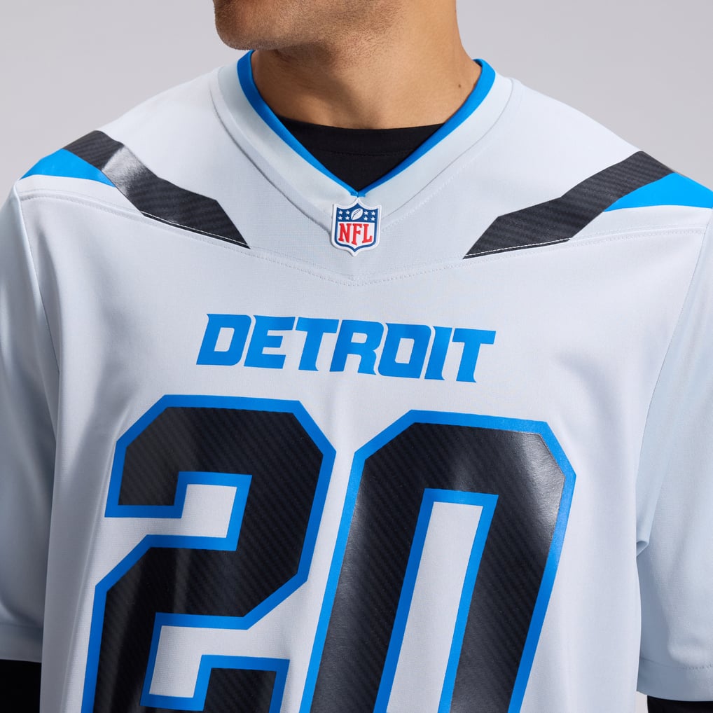 Men's Detroit Lions Barry Sanders Nike Silver 2026 Rivalries Collection Game Jersey - Image 9