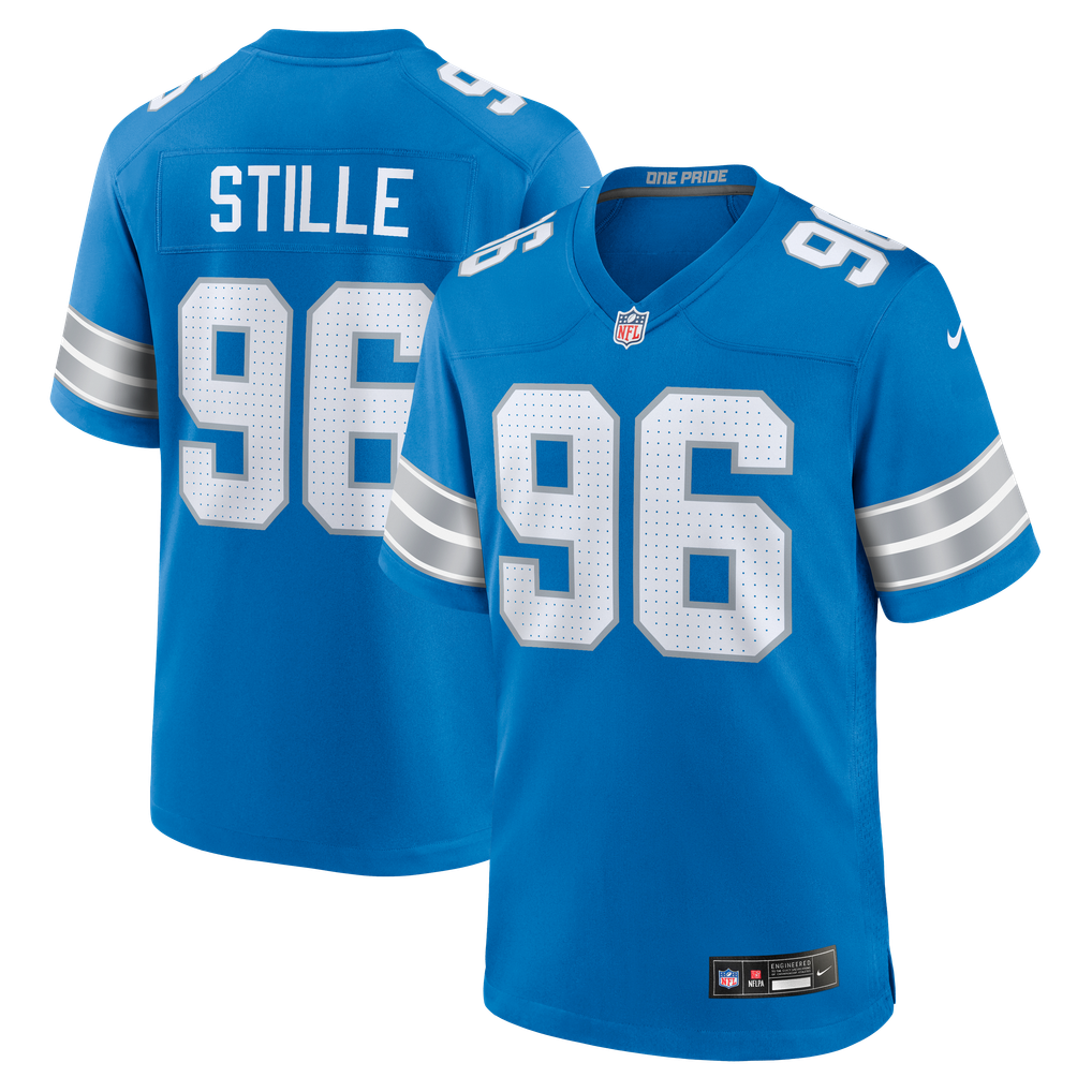 Men's Detroit Lions Ben Stille Nike Blue Team Game Jersey - Image 2