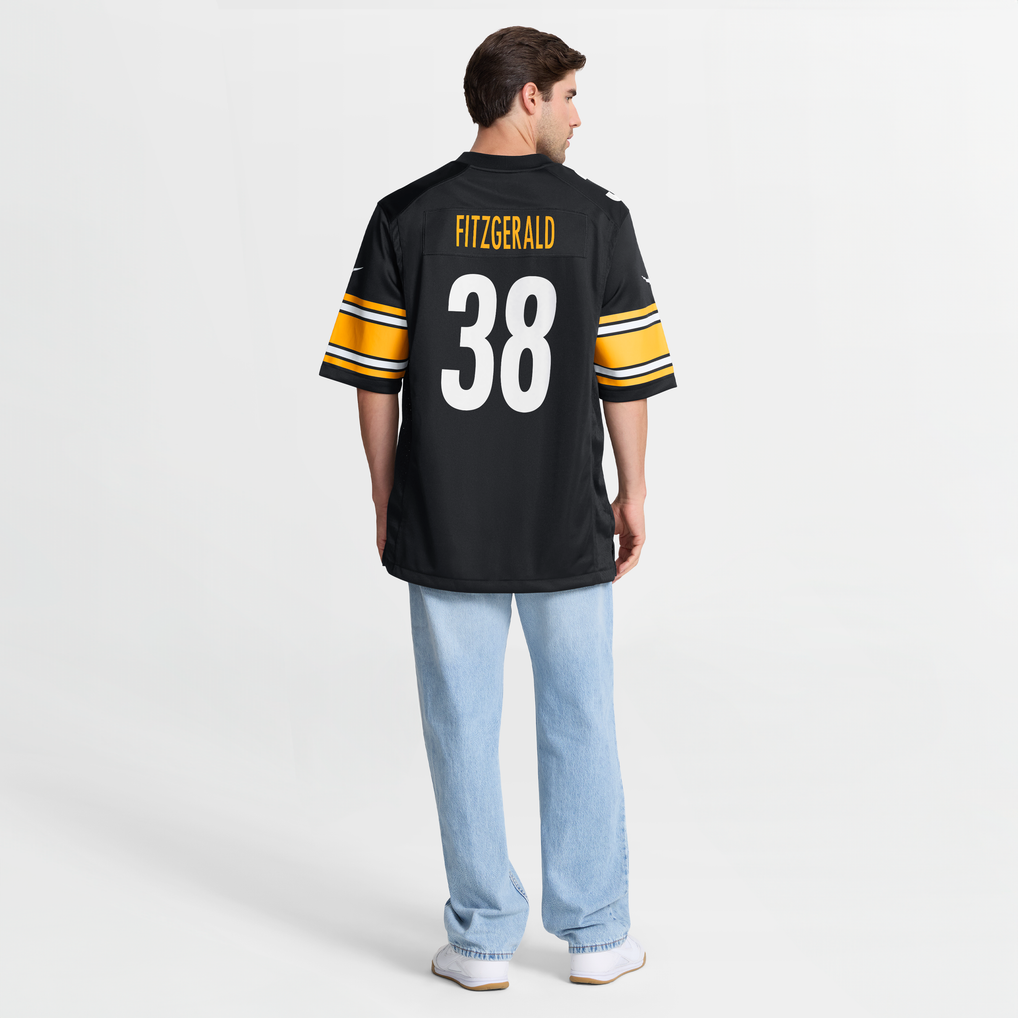 Men's Pittsburgh Steelers Bishop Fitzgerald Nike Black Team Game Jersey - Image 4