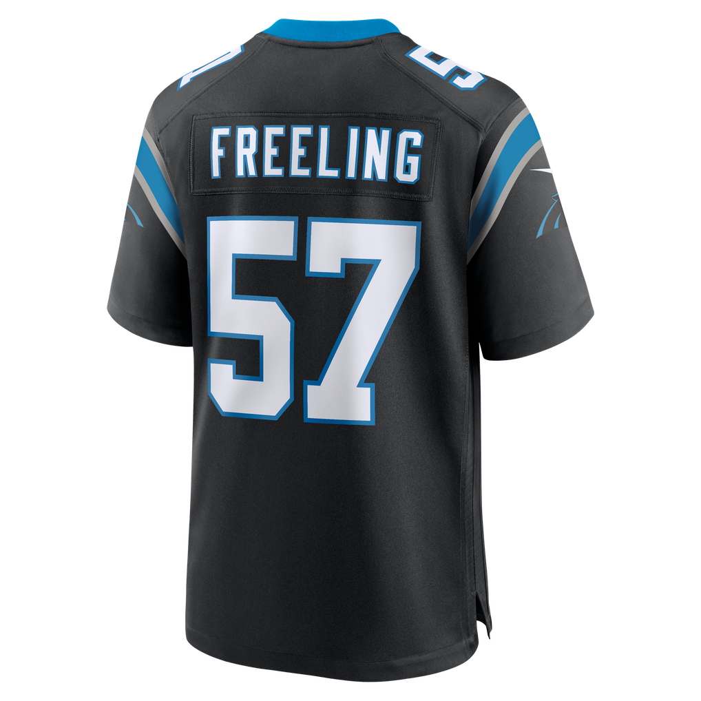 Men's Carolina Panthers Monroe Freeling Nike Black Team Game Jersey - Image 4