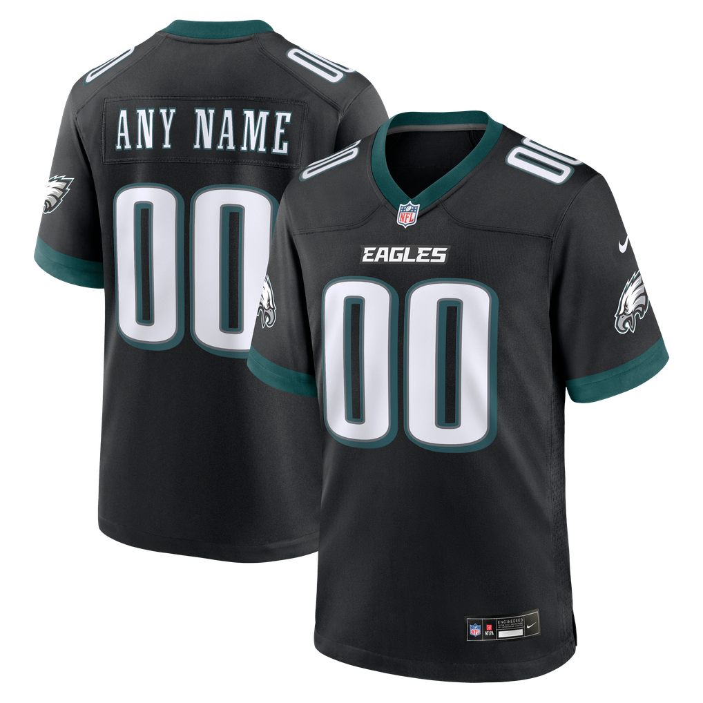 Men's Philadelphia Eagles  Nike Black Alternate Custom Game Jersey - Image 2