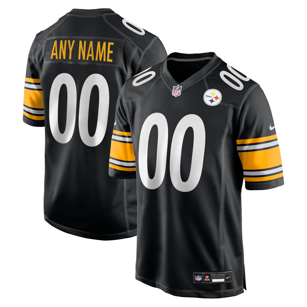 Men's Pittsburgh Steelers Nike Black Custom Game Jersey - Image 2