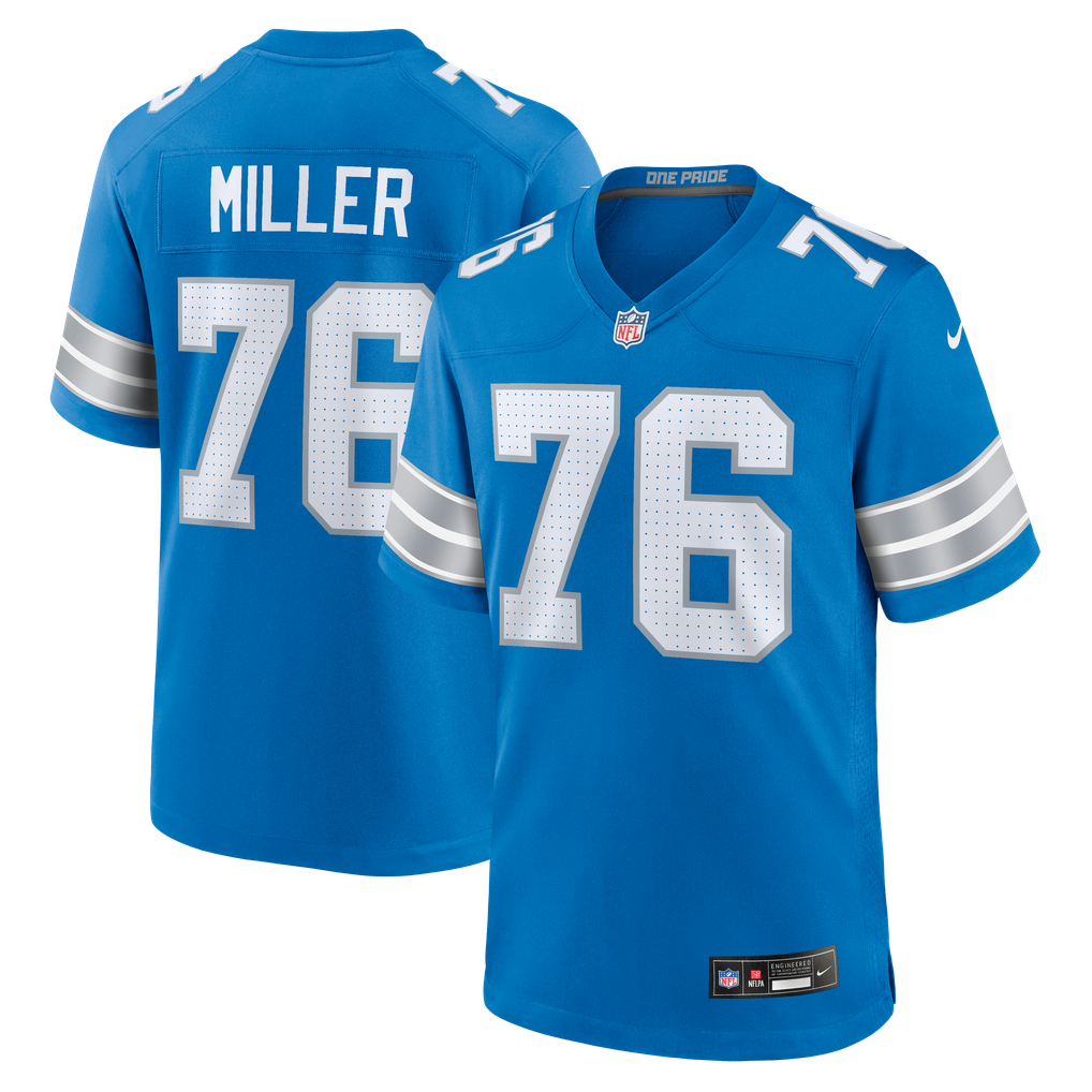 Men's Detroit Lions Blake Miller Nike Blue Team Game Jersey - Image 1