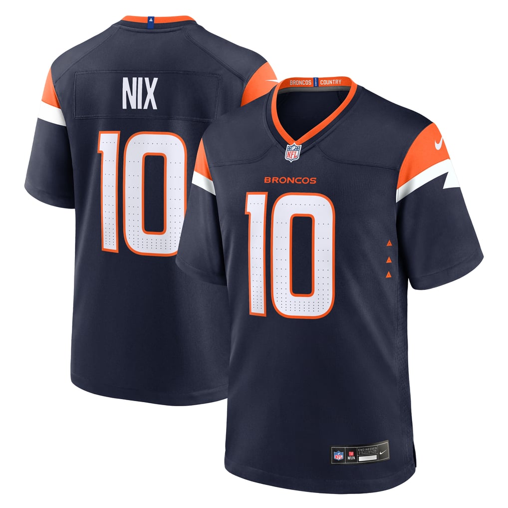 Men's Denver Broncos Bo Nix Nike  Navy Alternate Game Jersey - Image 2