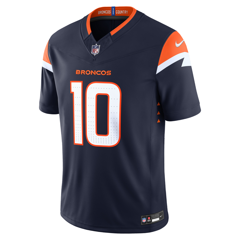 Men's Denver Broncos Bo Nix Nike Navy Alternate Vapor F.U.S.E. Stitched Limited Jersey - Image 3