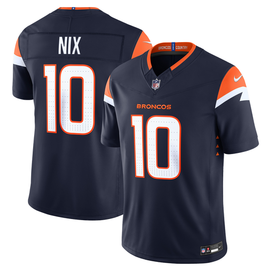 Men's Denver Broncos Bo Nix Nike Navy Alternate Vapor F.U.S.E. Stitched Limited Jersey - Image 1