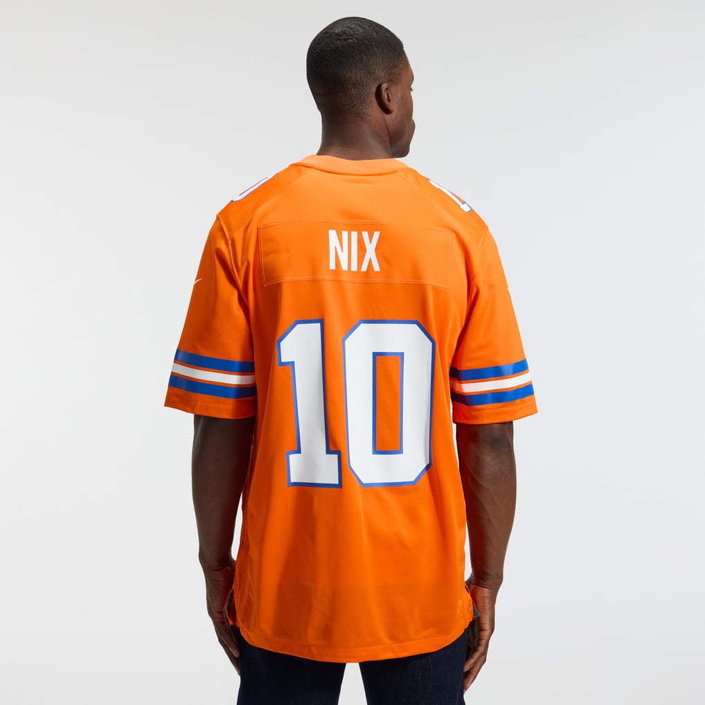 Men's Denver Broncos Bo Nix Nike Orange Mile High Collection 1977 Throwback Player Game Jersey - Image 4