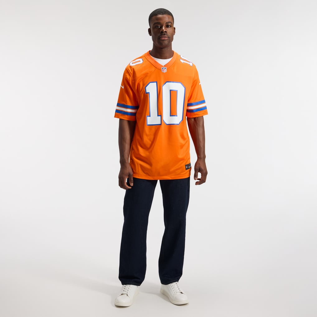 Men's Denver Broncos Bo Nix Nike Orange Mile High Collection 1977 Throwback Player Game Jersey - Image 5