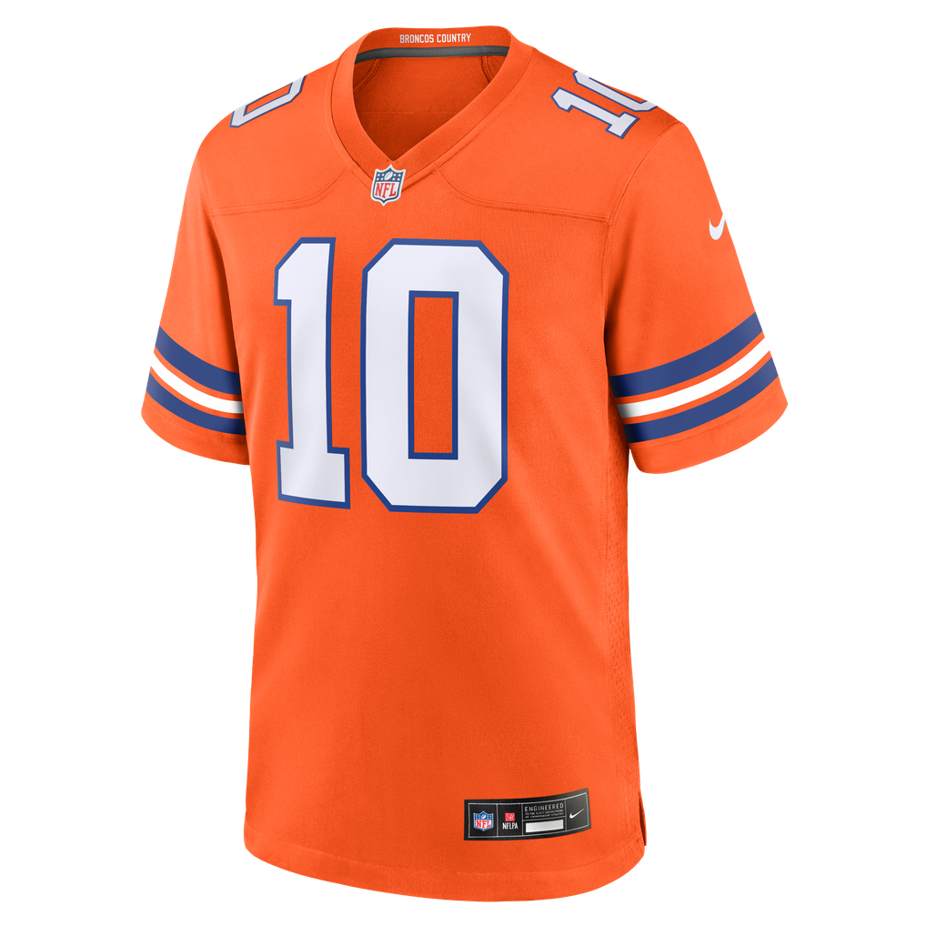 Men's Denver Broncos Bo Nix Nike Orange Mile High Collection 1977 Throwback Player Game Jersey - Image 7