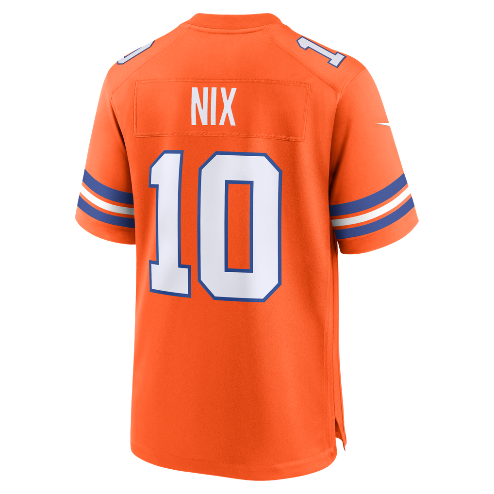Men's Denver Broncos Bo Nix Nike Orange Mile High Collection 1977 Throwback Player Game Jersey - Image 8