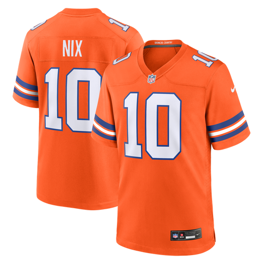 Men's Denver Broncos Bo Nix Nike Orange Mile High Collection 1977 Throwback Player Game Jersey - Image 1