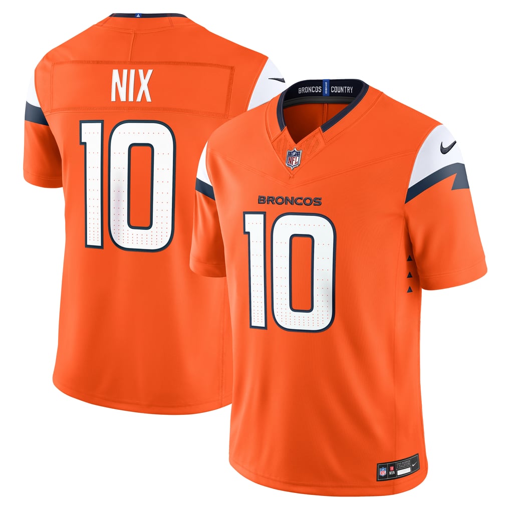 Men's Denver Broncos Bo Nix Nike Orange Team Vapor F.U.S.E. Stitched Limited Jersey - Image 1