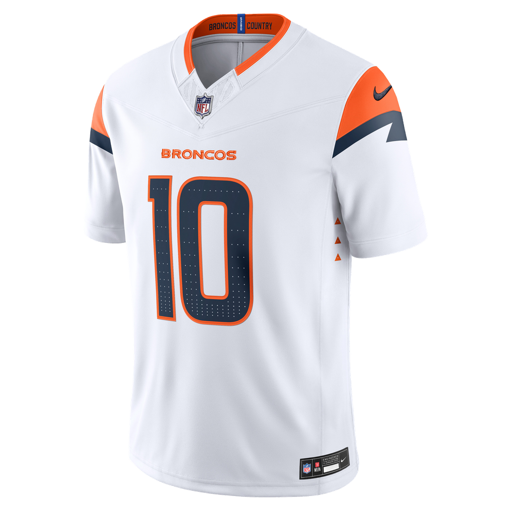 Men's Denver Broncos Bo Nix Nike White Vapor F.U.S.E. Stitched Limited Jersey - Image 3