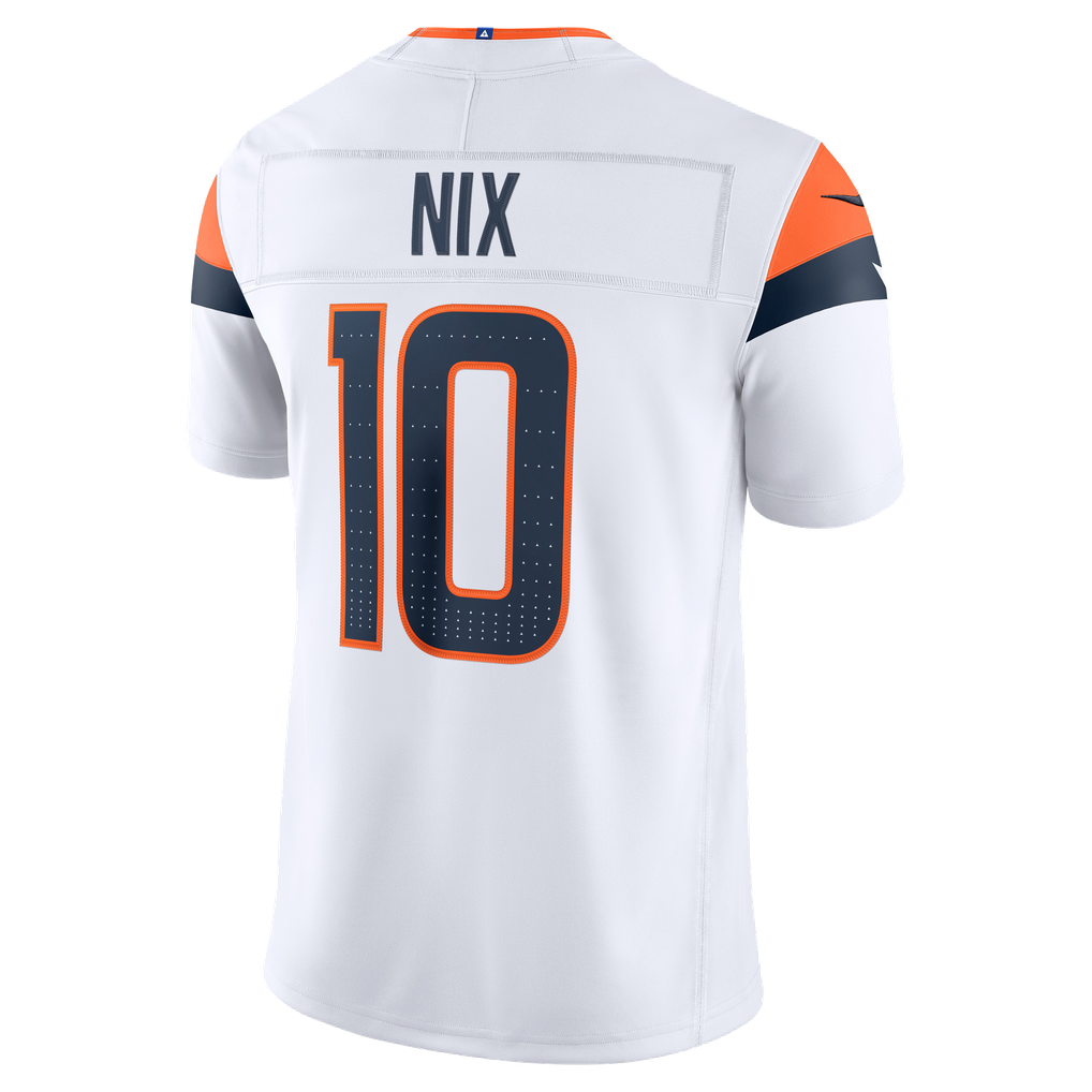 Men's Denver Broncos Bo Nix Nike White Vapor F.U.S.E. Stitched Limited Jersey - Image 4