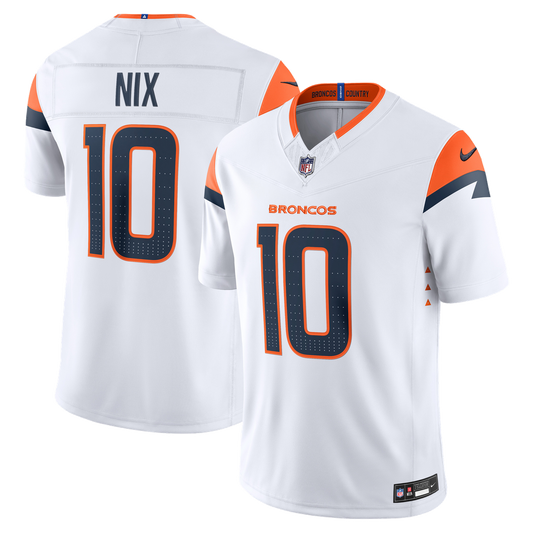 Men's Denver Broncos Bo Nix Nike White Vapor F.U.S.E. Stitched Limited Jersey - Image 1