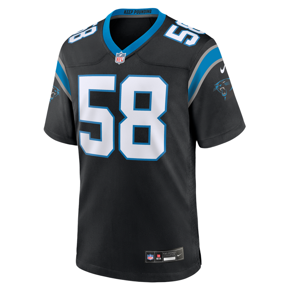 Men's Carolina Panthers Bobby Okereke Nike Black Team Game Jersey - Image 3
