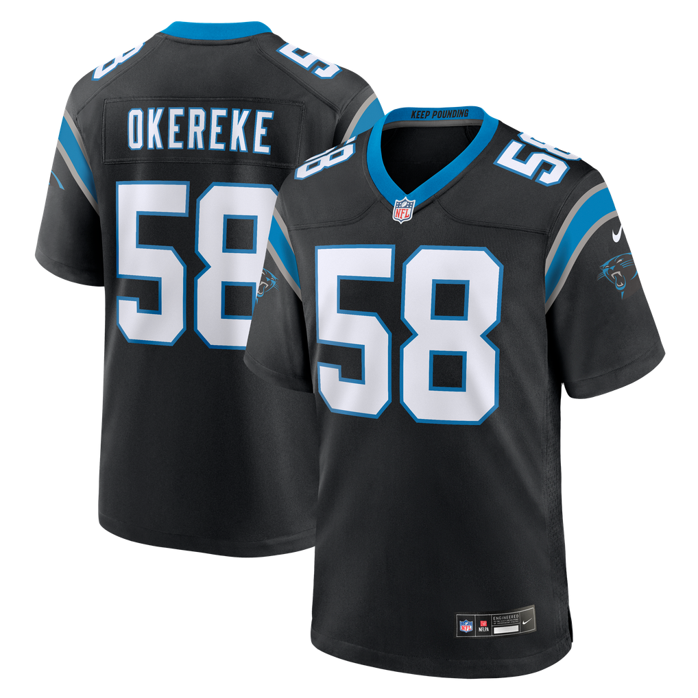 Men's Carolina Panthers Bobby Okereke Nike Black Team Game Jersey - Image 1