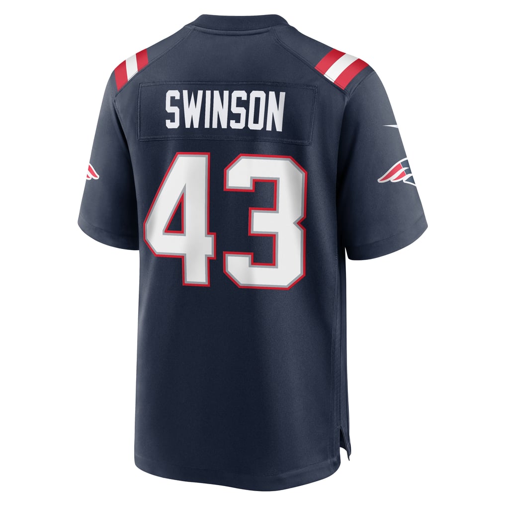 Men's New England Patriots Bradyn Swinson Nike Navy Team Game Jersey - Image 6