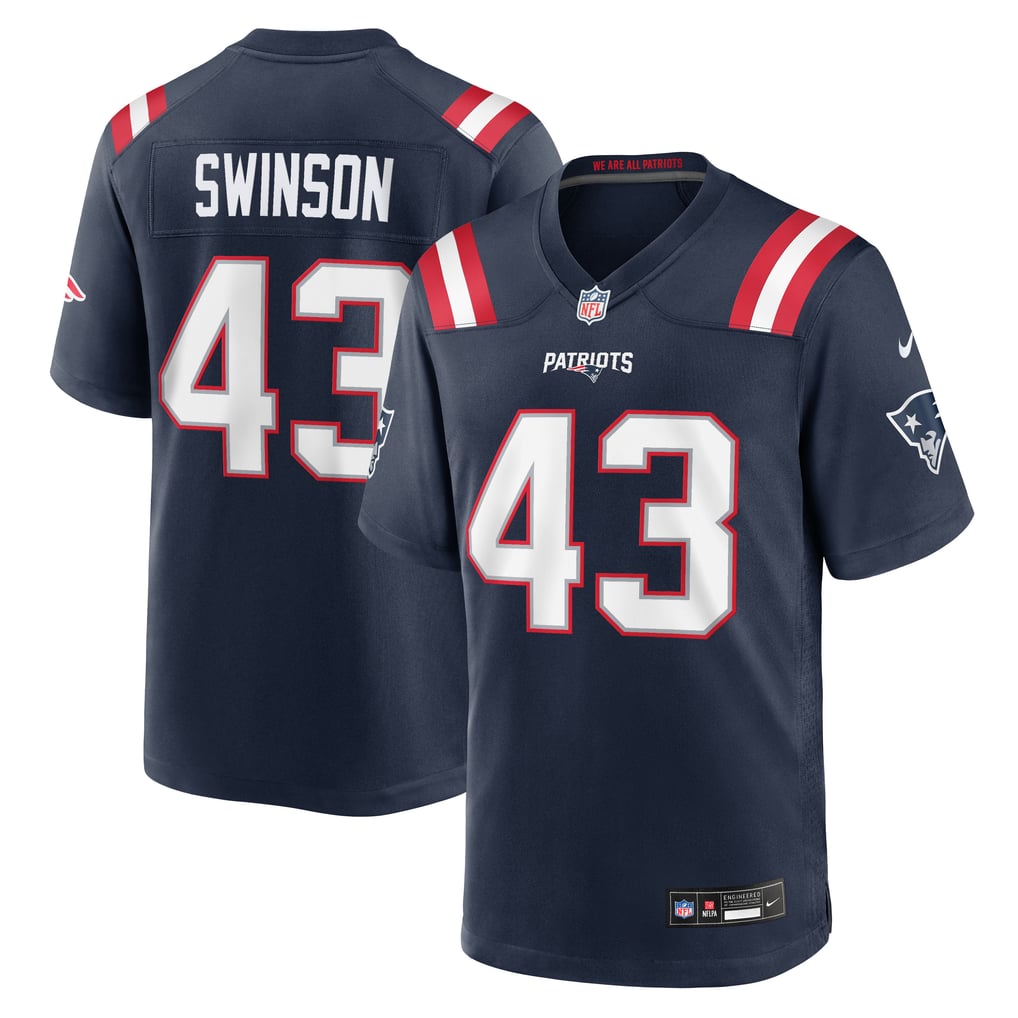 Men's New England Patriots Bradyn Swinson Nike Navy Team Game Jersey - Image 1
