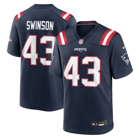 Men's New England Patriots Bradyn Swinson Nike Navy Team Game Jersey - Image 1