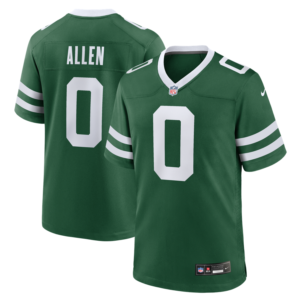Men's New York Jets Braelon Allen Nike Legacy Green Game Jersey - Image 2