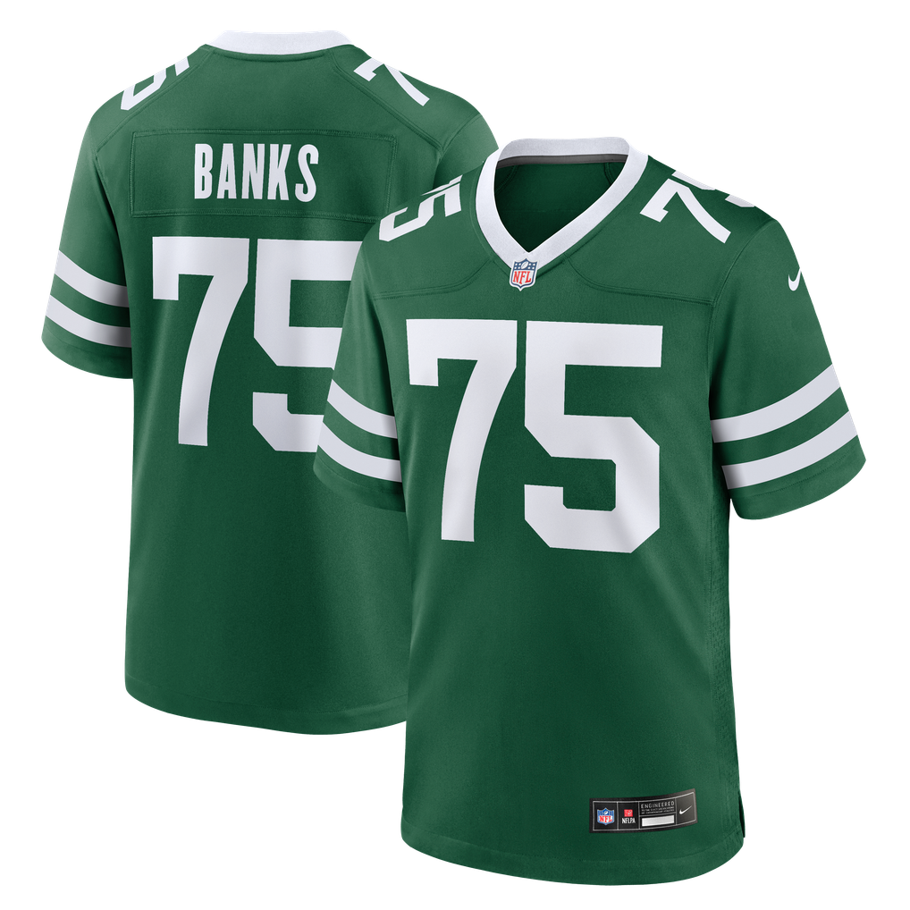 Men's New York Jets Brant Banks Nike Legacy Green Team Game Jersey - Image 1