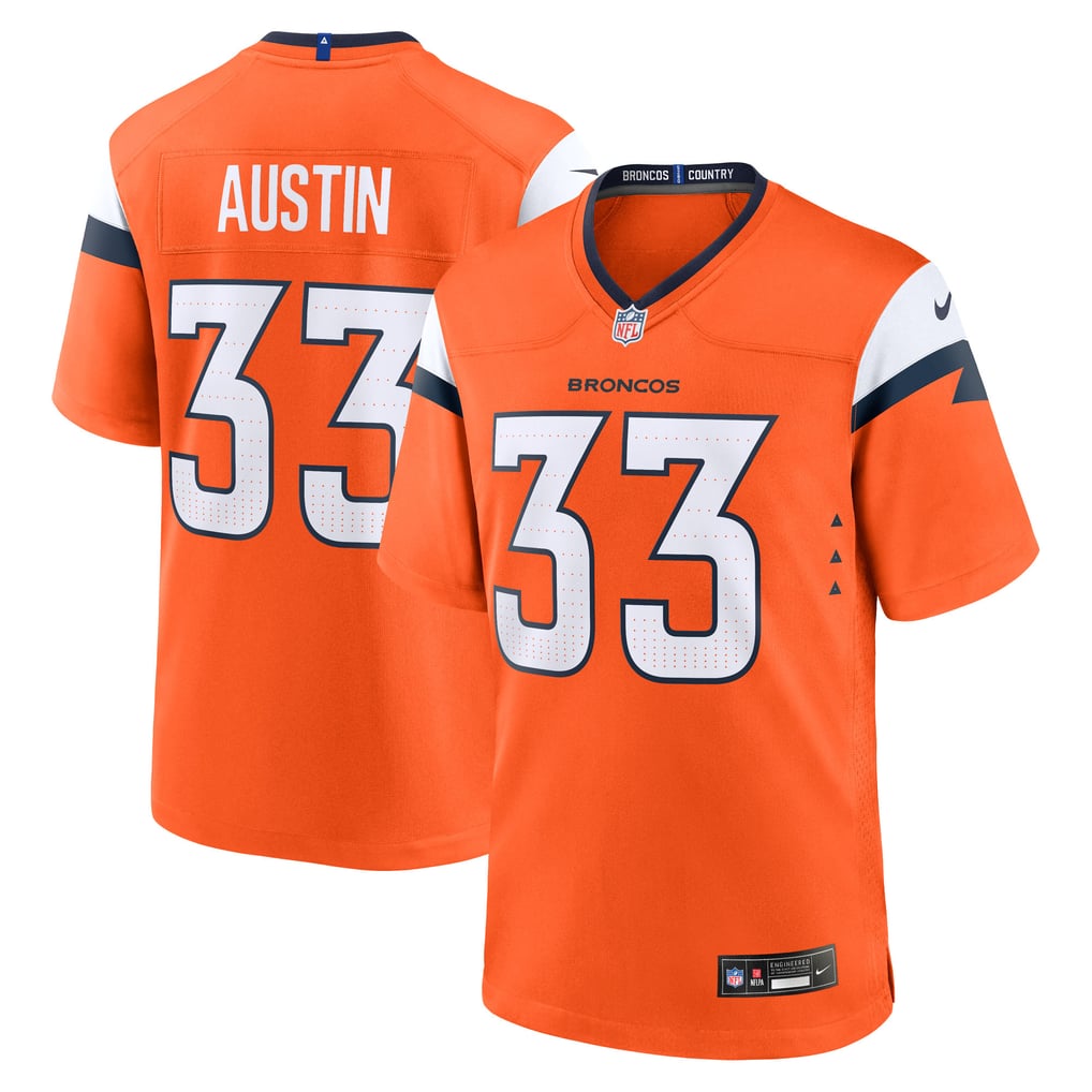 Men's Denver Broncos Brent Austin Nike Orange Team Game Jersey - Image 1