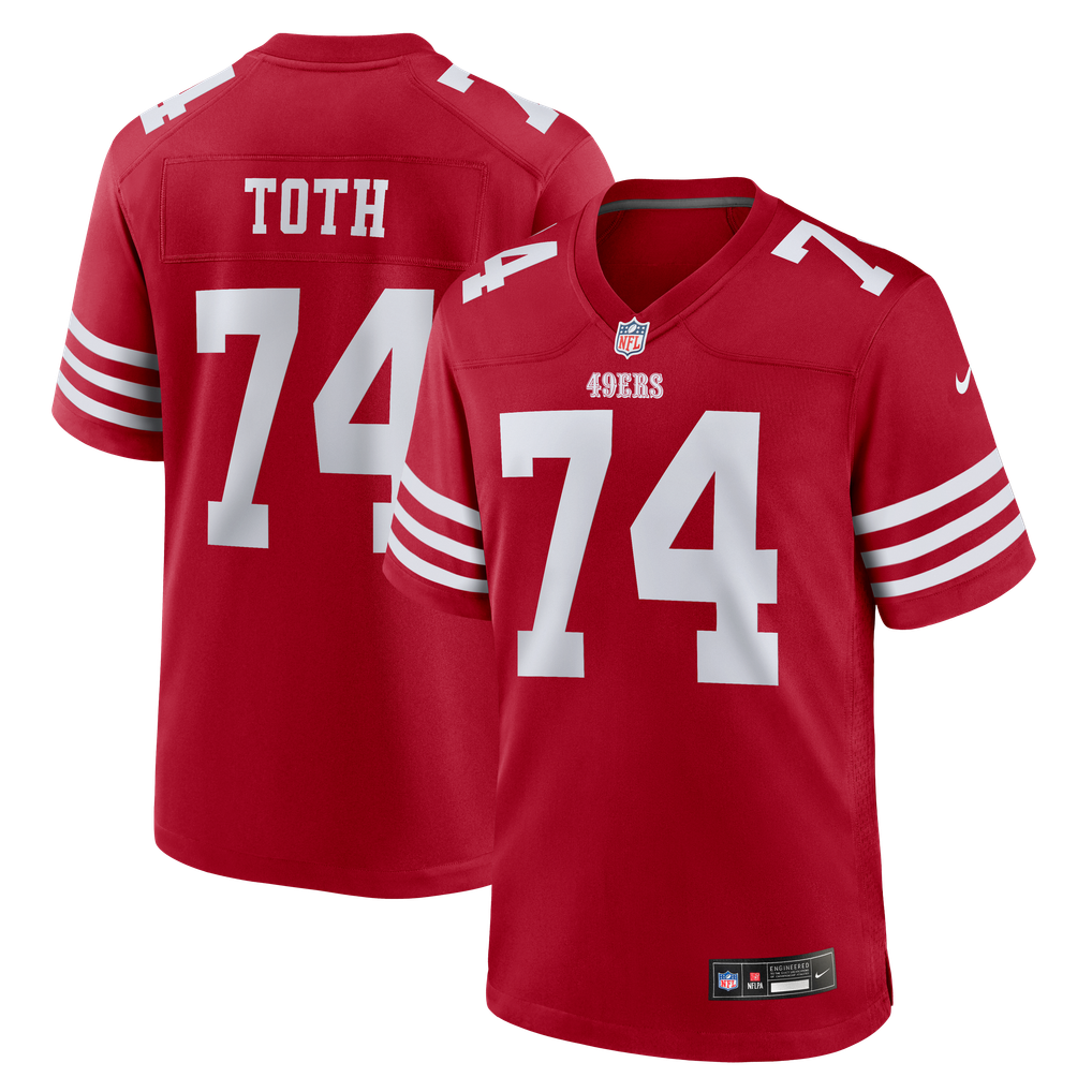 Men's San Francisco 49ers Brett Toth Nike  Scarlet Team Game Jersey - Image 2