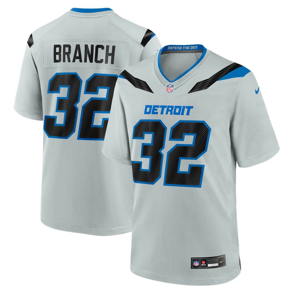 Men's Detroit Lions Brian Branch Nike Silver 2026 Rivalries Collection Game Jersey - Image 2