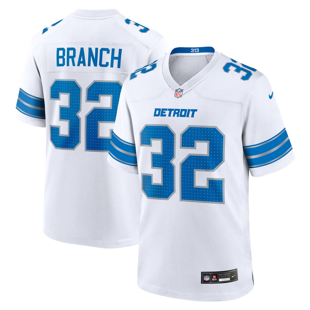 Men's Detroit Lions Brian Branch Nike  White White Game Jersey - Image 2