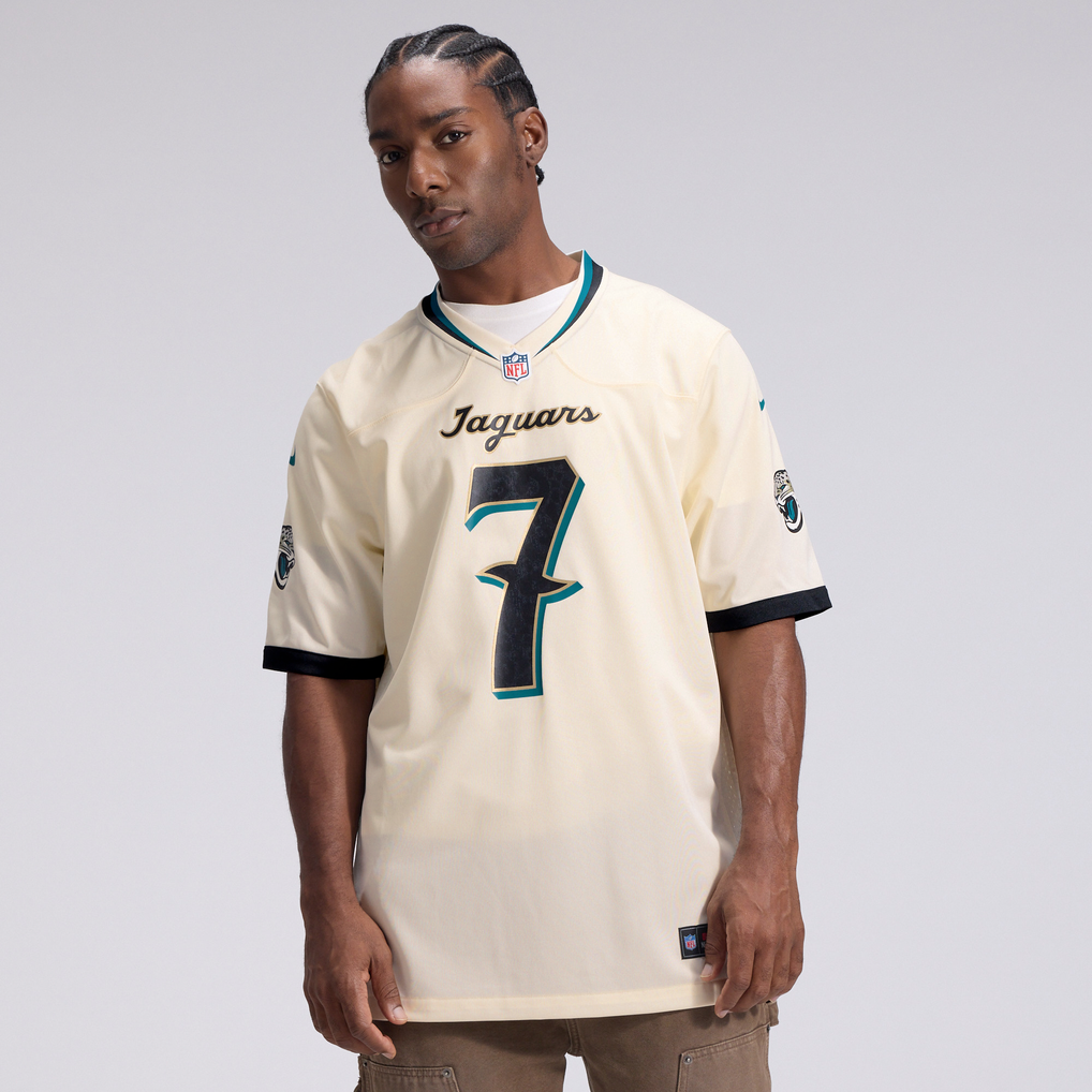 Men's Jacksonville Jaguars Brian Thomas Jr. Nike Natural 2026 Rivalries Collection Game Jersey - Image 3