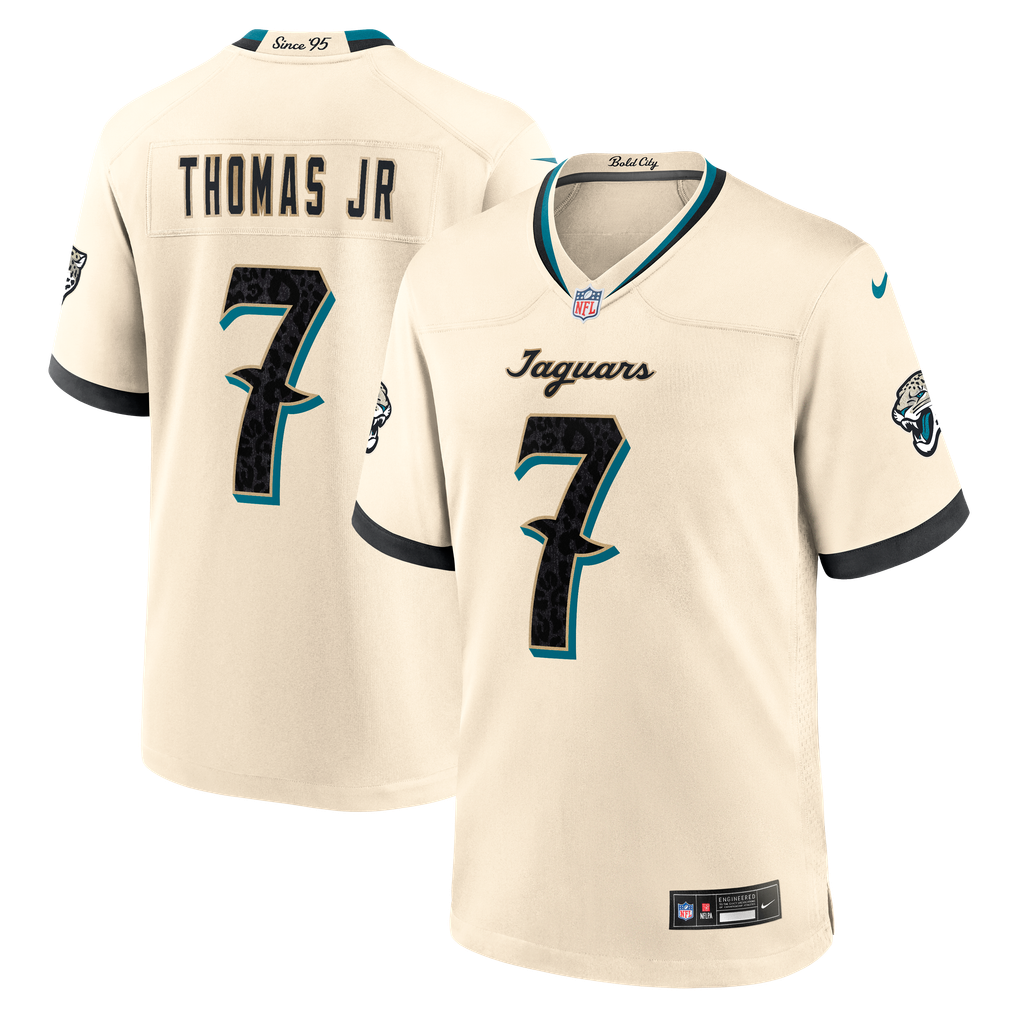 Men's Jacksonville Jaguars Brian Thomas Jr. Nike Natural 2026 Rivalries Collection Game Jersey - Image 1