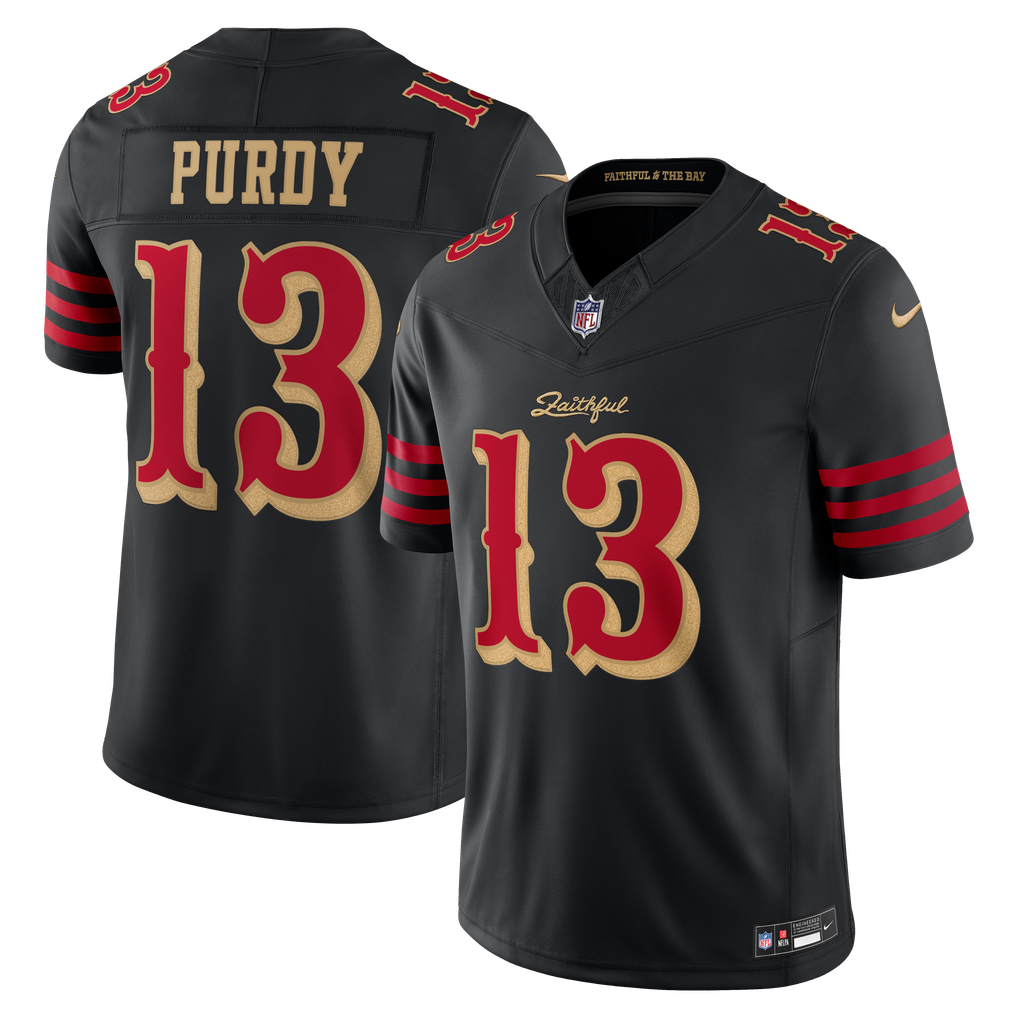Men's San Francisco 49ers Brock Purdy Nike Black Rivalries Collection Stitched Limited Jersey - Image 1