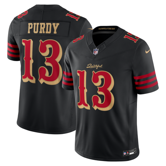 Men's San Francisco 49ers Brock Purdy Nike Black Rivalries Collection Stitched Limited Jersey - Image 1