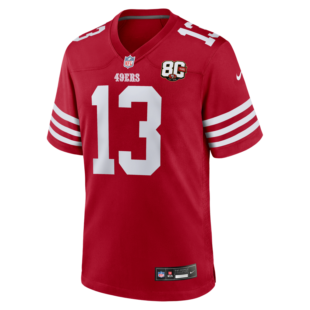 Men's San Francisco 49ers Brock Purdy Nike Scarlet 80th Anniversary Game Jersey - Image 7