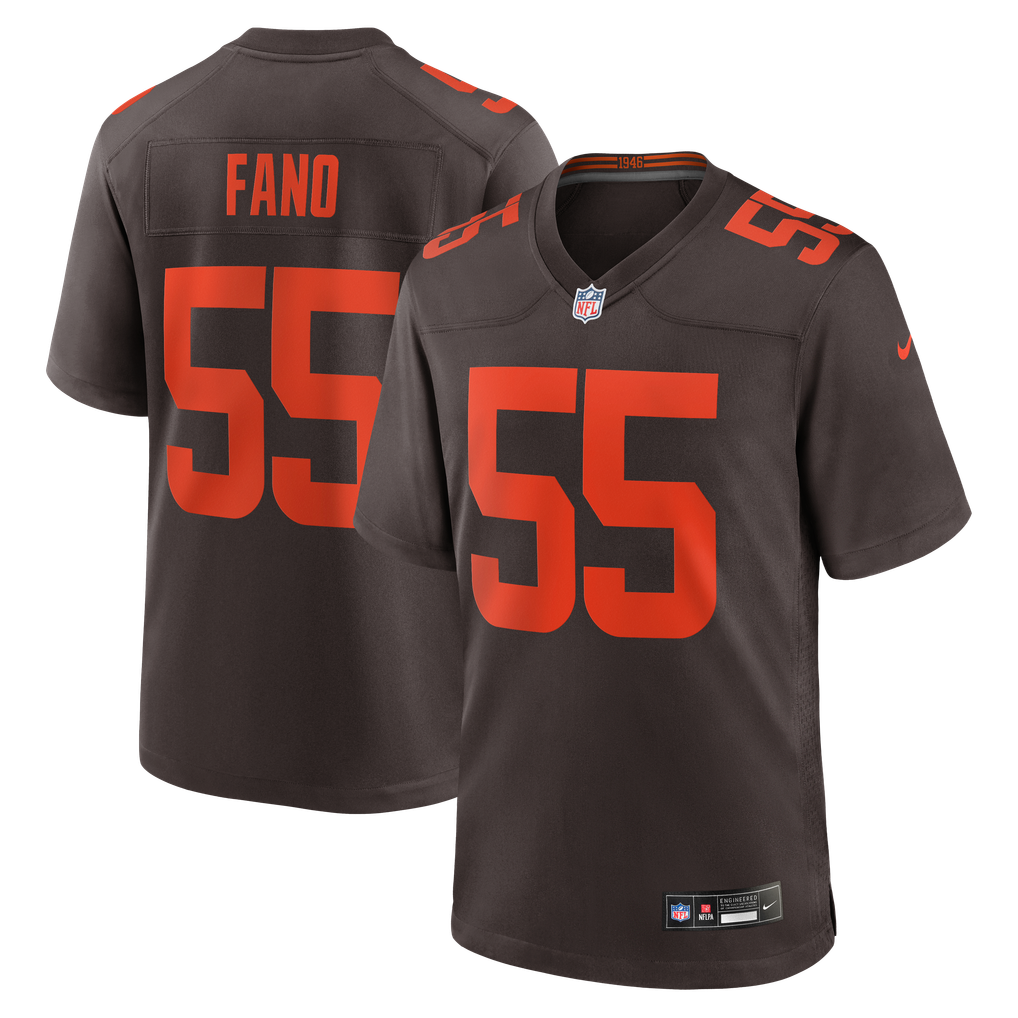 Men's Cleveland Browns Spencer Fano Nike Brown Alternate Game Jersey - Image 2