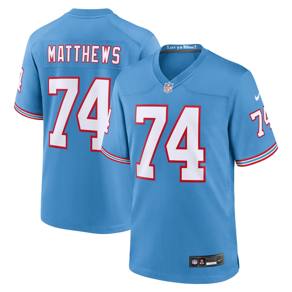 Men's Tennessee Titans Bruce Matthews Nike Light Blue Retired Player Alternate Game Jersey - Image 1