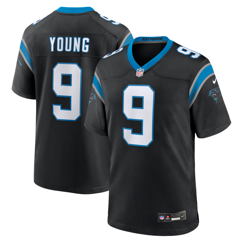 Men's Carolina Panthers Bryce Young Nike Black Team Game Jersey - Image 1