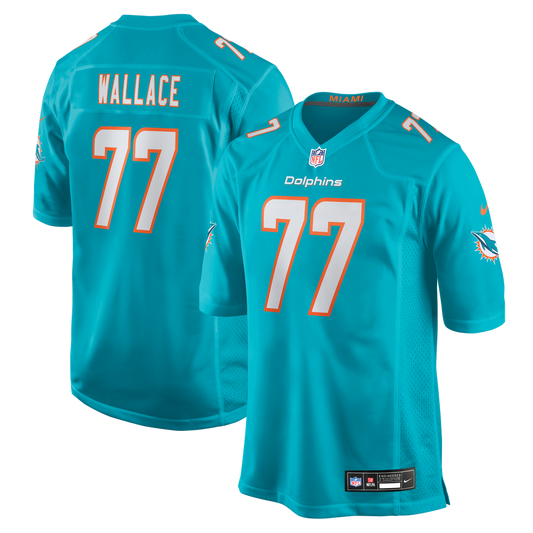 Men's Miami Dolphins Caedan Wallace Nike Aqua Team Game Jersey - Image 1