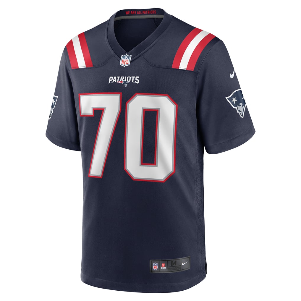 Men's New England Patriots Caedan Wallace Nike  Navy  Game Jersey - Image 3